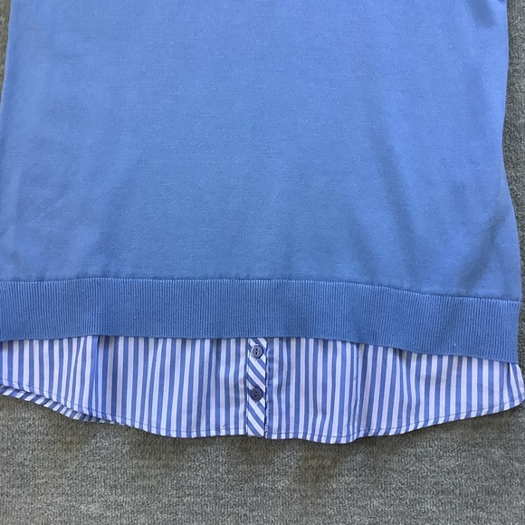 Leo & Ugo NWT Lt. Blue Built-in Shirt Knit Sweater Sz. L - Picture 2 of 9